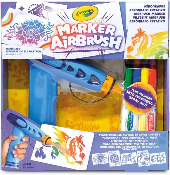 Set pentru desen cu aerograf Crayola - Cu 8 carioci