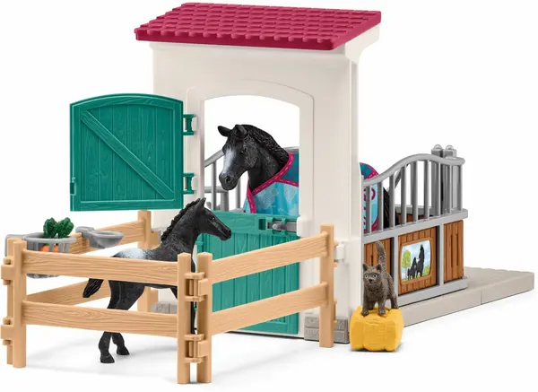 Set pentru joc Schleich Horse Club -Box pentru cai, iapă cu mânz