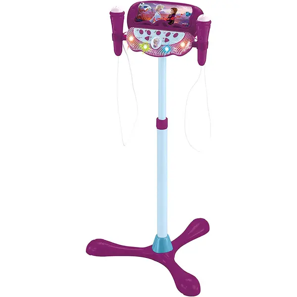 Set pentru karaoke, Stativ ajustabil cu doua microfoane, lumini sunete Lexibook Disney Frozen 2