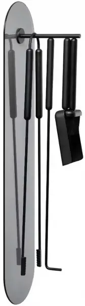 Set pentru șemineu Blomus - Ashi, 5 piese, pentru montare pe perete, negru