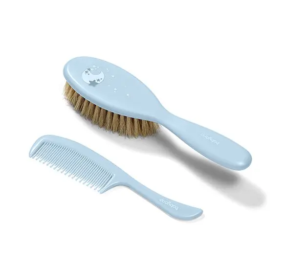 Set perie din par natural moale si pieptene Baby Ono Bleu