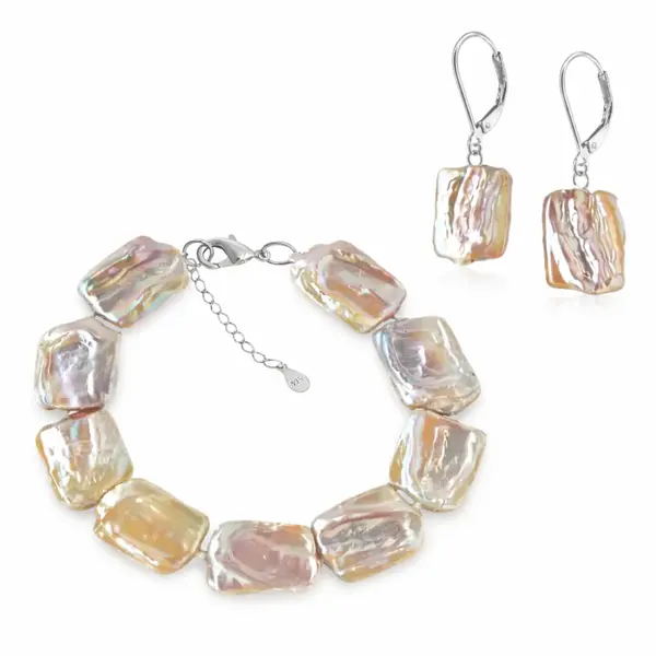 Set Perle Baroque Multicolore - Bratara si Cercei, Argint 925 KASKADDA