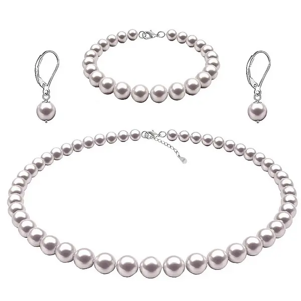 Set Perle - Colier, Bratara si Cercei Tortita Inchisa cu Perle Naturale Albe 6-7 mm, Argint 925 KASKADDA