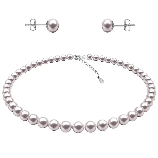 Set Perle - Colier E i Cercei Tip surub cu Perle Naturale Albe 7-8 mm, Argint 925 KASKADDA