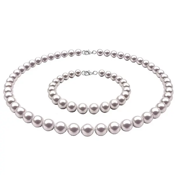 Set Perle - Colier si Bratara cu Perle Naturale Albe 7-8 mm, Inchizatori Argint 925 KASKADDA