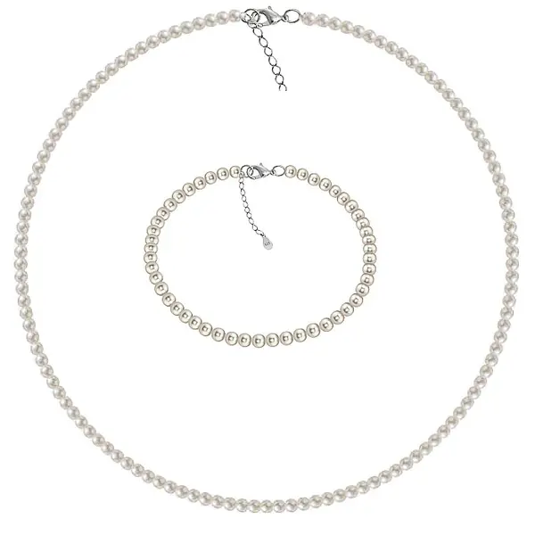 Set Perle - Colier si Bratara cu Perle Naturale Rare, Mici 4-5 mm, Calitatea AA+, Inchizatori Argint 925 - KASKADDA