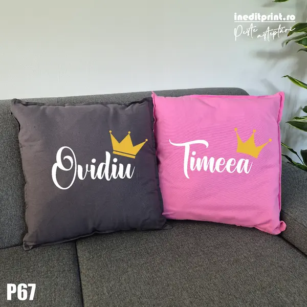 Set Perne Personalizabile Rege si Regina - P67 GRI SI ROZ