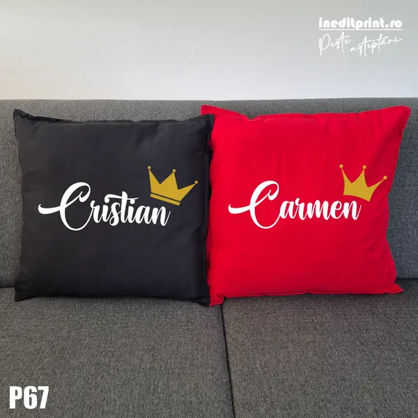 Set Perne Personalizabile Rege si Regina - P67 NEGRU SI ROSU