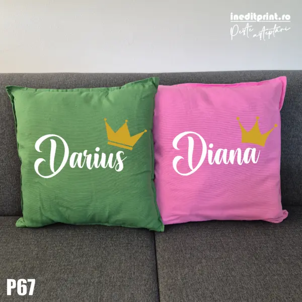 Set Perne Personalizabile Rege si Regina - P67 VERDE SI ROZ