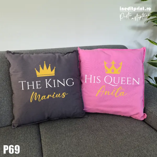 Set Perne personalizate King and Queen - P69 GRI SI ROZ