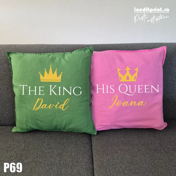 Set Perne personalizate King and Queen - P69 VERDE SI ROZ