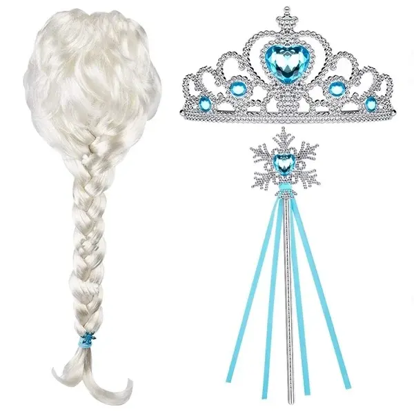 Set peruca, bagheta, diadema printesa Elsa Frozen, DEPOX , Halloween