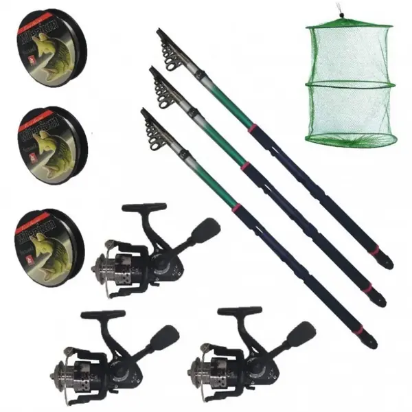 Set pescuit sportiv cu lanseta EastShark de 2.7m, 3 mulinete CFC2000