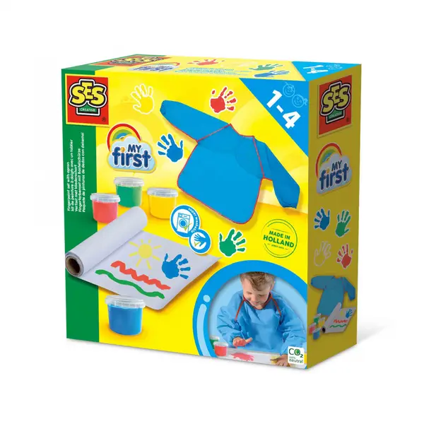 Set pictura-Acuarele pentru degete, rola de hartie si sort, 1-4 ani