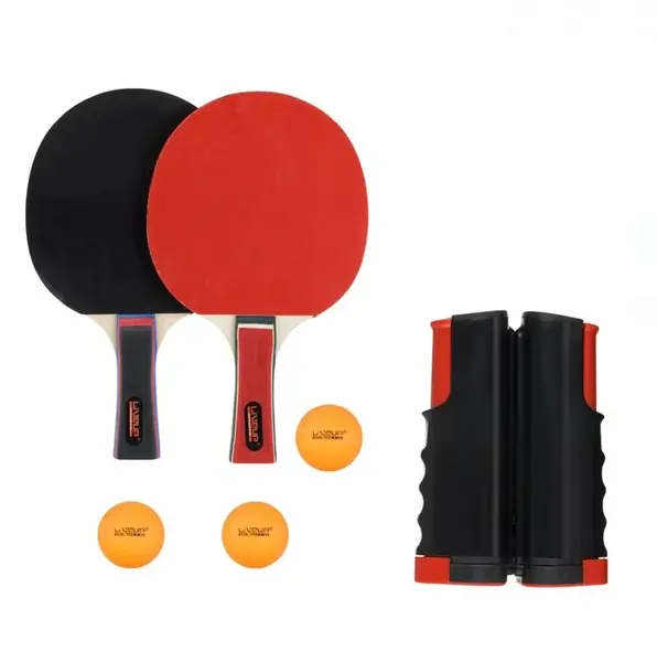Set ping pong cu fileu pliabil, 2 jucatori, 6 piese