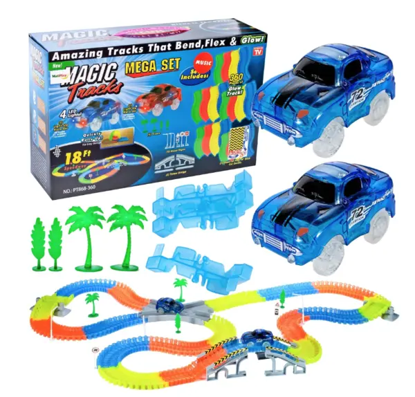 Set pista magica cu 2 masinute Amazing Tracks Include 360 de piese