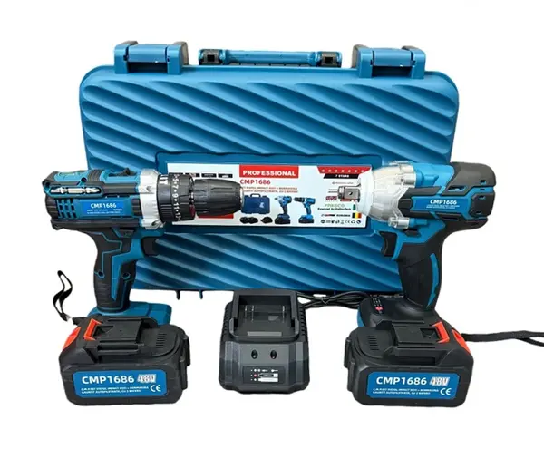 Set Pistol de Impact pentru Roti + Bormasina (Autofiletanta) pe acumulator, 48V, Accesorii Incluse
