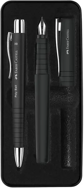 Set pix și stilou Faber-Castell Poly Ball - XB, negre