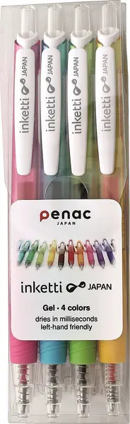 Set pixuri cu gel Penac Inketti - 0.5 mm, 4 buc, roz, lime, galben, albastru