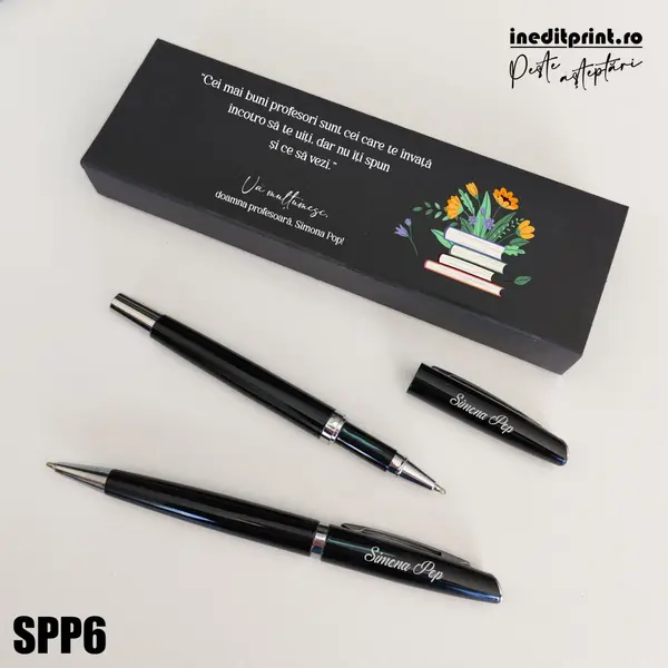 Set pixuri in cutie personalizata - profesori, Set 2 Pixuri Okonel-Negru SPP6 Set 2 Pixuri Lumix-Negru