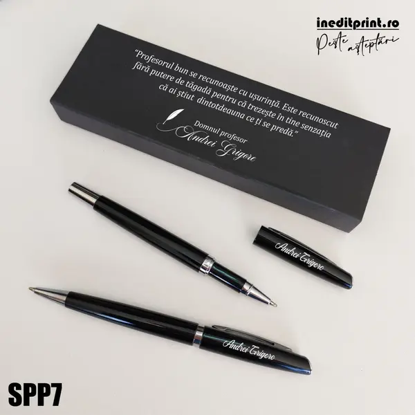 Set pixuri in cutie personalizata - profesori, Set 2 Pixuri Okonel-Negru SPP7 Set 2 Pixuri Lumix-Negru