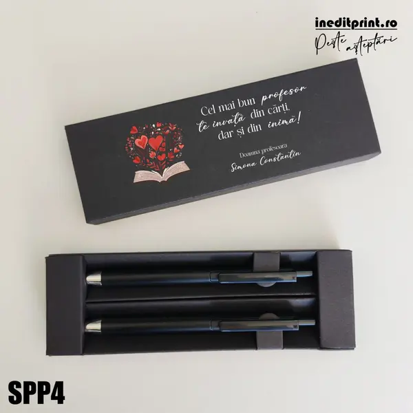 Set pixuri in cutie personalizata - profesori, Set 2 Pixuri Okonel-Negru SPP4 Set 2 Pixuri Okonel-Negru