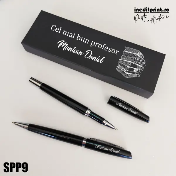 Set pixuri in cutie personalizata - profesori, Set 2 Pixuri Okonel-Negru SPP9 Set 2 Pixuri Lumix-Negru
