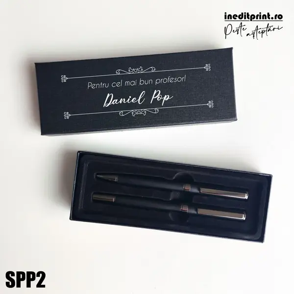 Set pixuri in cutie personalizata - profesori, Set 2 Pixuri Okonel-Negru SPP2 Set 2 Pixuri Okonel-Negru