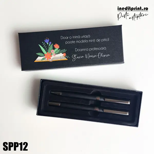 Set pixuri in cutie personalizata - profesori, Set 2 Pixuri Okonel-Negru SPP12 Set 2 Pixuri Okonel-Negru