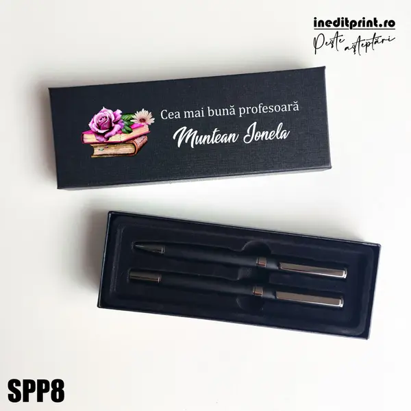 Set pixuri in cutie personalizata - profesori, Set 2 Pixuri Okonel-Negru SPP8 Set 2 Pixuri Okonel-Negru