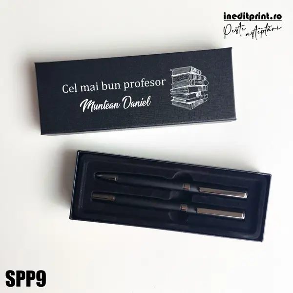 Set pixuri in cutie personalizata - profesori, Set 2 Pixuri Okonel-Negru SPP9 Set 2 Pixuri Okonel-Negru