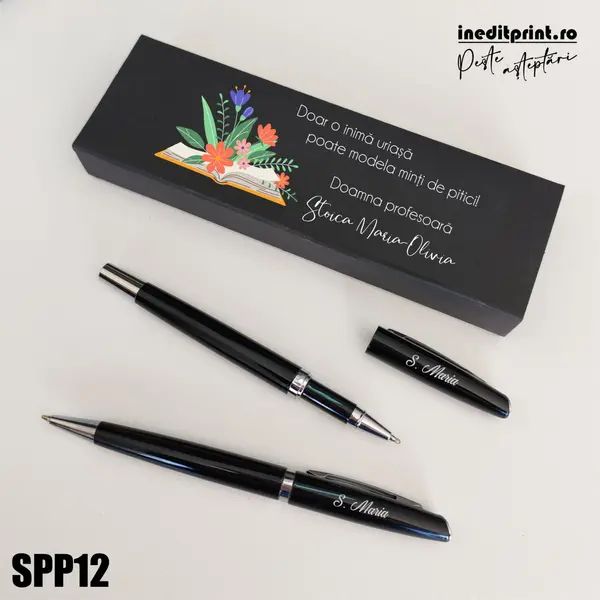 Set pixuri in cutie personalizata - profesori, Set 2 Pixuri Okonel-Negru SPP12 Set 2 Pixuri Lumix-Negru