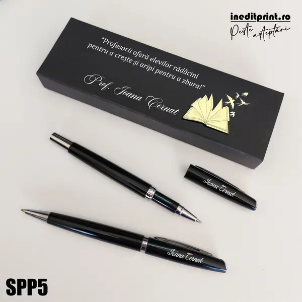 Set pixuri in cutie personalizata - profesori, Set 2 Pixuri Okonel-Negru SPP5 Set 2 Pixuri Lumix-Negru
