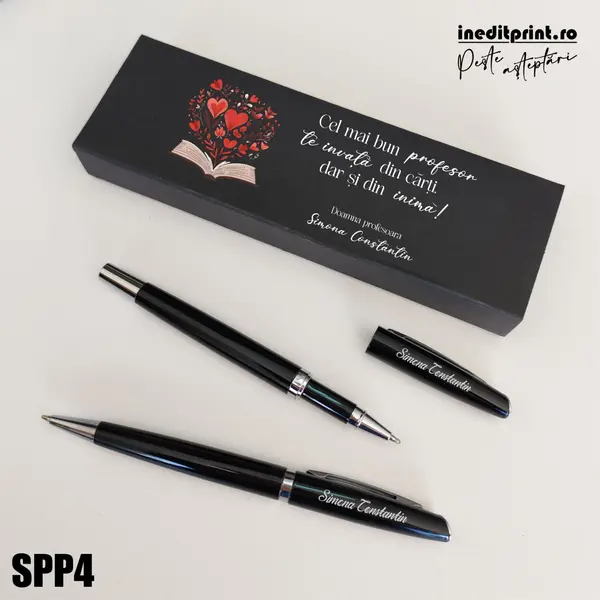 Set pixuri in cutie personalizata - profesori, Set 2 Pixuri Okonel-Negru SPP4 Set 2 Pixuri Lumix-Negru
