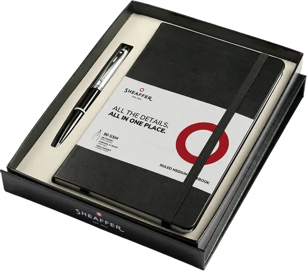 Set pixuri Sheaffer 100 - Glossy Black Chrome, cu agenda