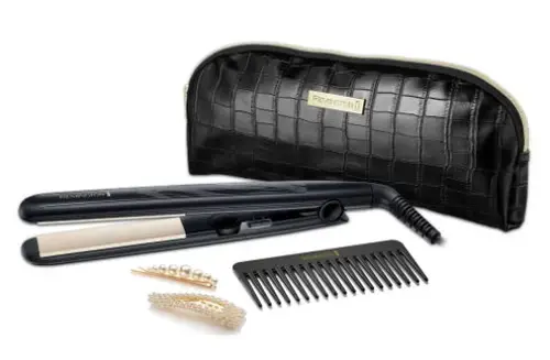 Set placa de indreptat parul Remington S3505GP, Invelis ceramic cu turmalina, 150-230 C (Negru)