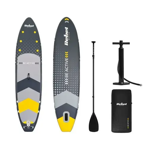 Set placa gonflabila SUP REBEL ACTIVE RBA-4500, 350x80x15cm, Gri/Galben