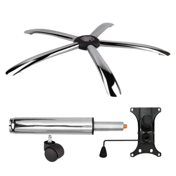 Set placuta balans metalica 20 cm x 15 cm, baza 60 cm, rola universala O11 mm si cilindru piston, gaz, pentru scaune birou, argintiu, 35 cm