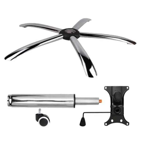 Set placuta balans metalica 20 cm x 15 cm, baza 60 cm, rola universala cauciuc si cilindru piston, gaz, pentru scaune birou, argintiu, 35 cm
