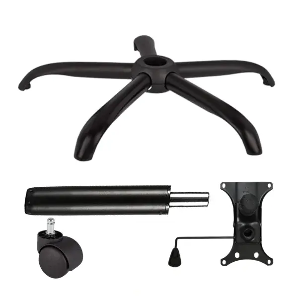 Set placuta balans metalica 20 cm x 15 cm, baza 64 cm, rola universala si cilindru piston, gaz, pentru scaune birou, negru, 35 cm