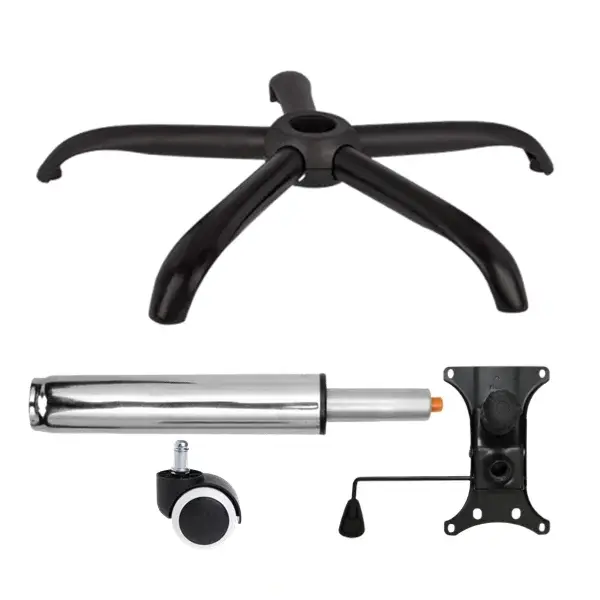 Set placuta balans metalica 20 cm x 15 cm, rola universala cauciuc mm,baza 64 cm si cilindru piston, gaz, pentru scaune birou, argintiu, 35 cm
