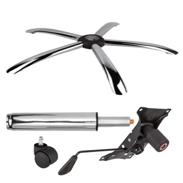 Set placuta balans metalica 22 cm x 15 cm, baza 60 cm , rola universala O11 mm si cilindru piston, gaz, pentru scaune birou, argintiu, 35 cm