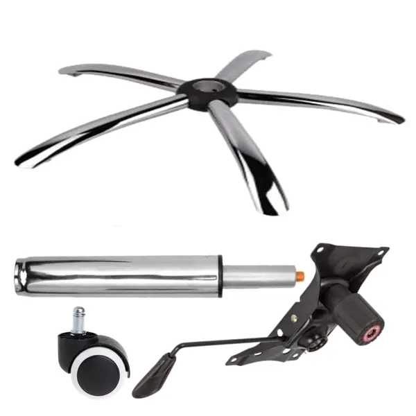 Set placuta balans metalica 22 cm x 15 cm, baza 60 cm , rola universala cauciuc si cilindru piston, gaz, pentru scaune birou, argintiu, 35 cm