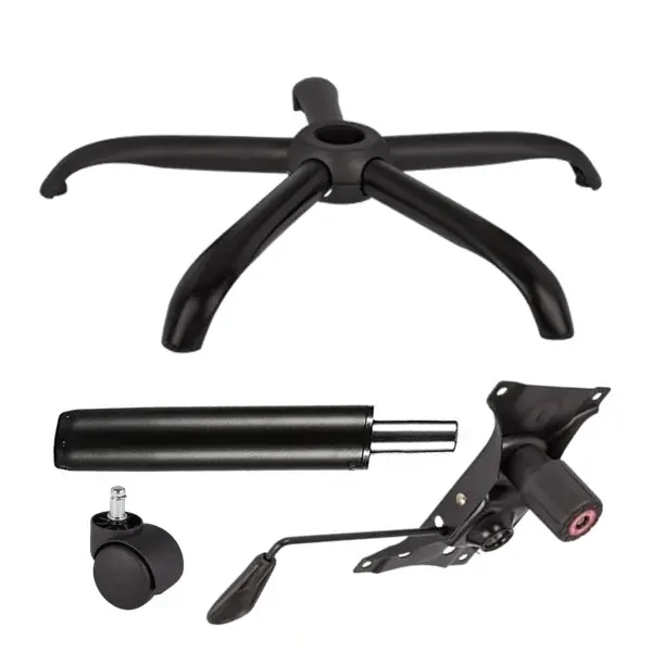 Set placuta balans metalica 22 cm x 15 cm, baza 64 cm, rola universala si cilindru piston, gaz, pentru scaune birou, negru, 35 cm