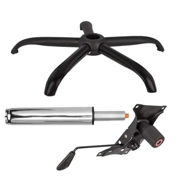 Set placuta balans metalica 22 cm x 15 cm, baza 64 cm si cilindru piston, gaz, pentru scaune birou, argintiu, 35 cm