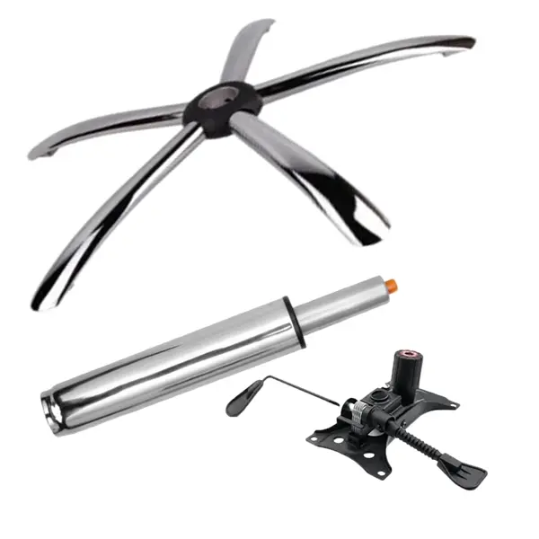 Set placuta balans metalica 25 x 15 cm, baza 60 cm si cilindru piston, gaz, pentru scaune birou, argintiu, 35 cm