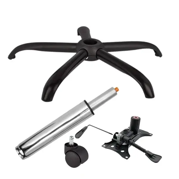 Set placuta balans metalica 25 x 15 cm, baza 64 cm, rola universala cauciuc si cilindru piston, gaz, pentru scaune birou, argintiu, 35 cm