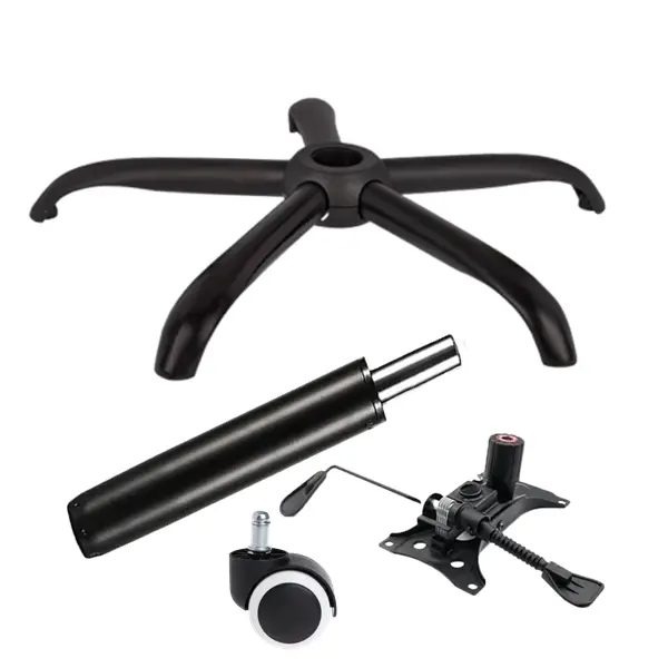 Set placuta balans metalica 25 x 15 cm, baza 64 cm, rola universala cauciuc si cilindru piston, gaz, pentru scaune birou, negru, 35 cm