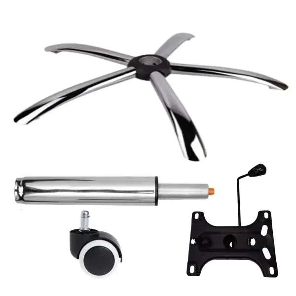 Set placuta balans metalica 26 x 15 cm, baza 60 cm, rola universala cauciuc si cilindru piston, gaz, pentru scaune birou, argintiu, 35 cm