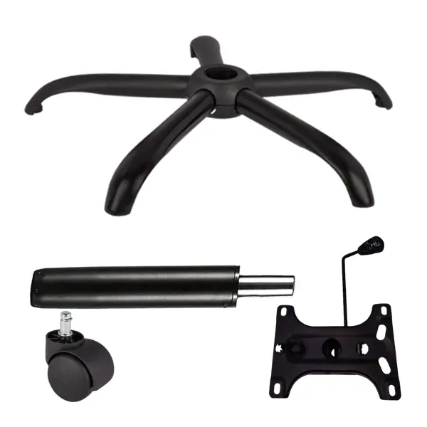 Set placuta balans metalica 26 x 15 cm, baza 64 cm, rola universala cauciuc si cilindru piston, gaz, pentru scaune birou, negru, 35 cm